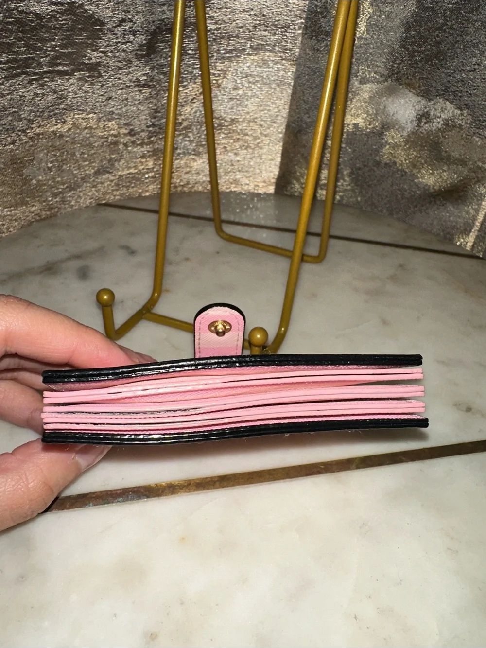 Victoria's Secret Pink Striped Snap Accordion Card Wallet - Picture 6 of 6